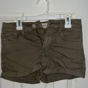 Pacsun Olive Green Mid Rise Denim Shorts